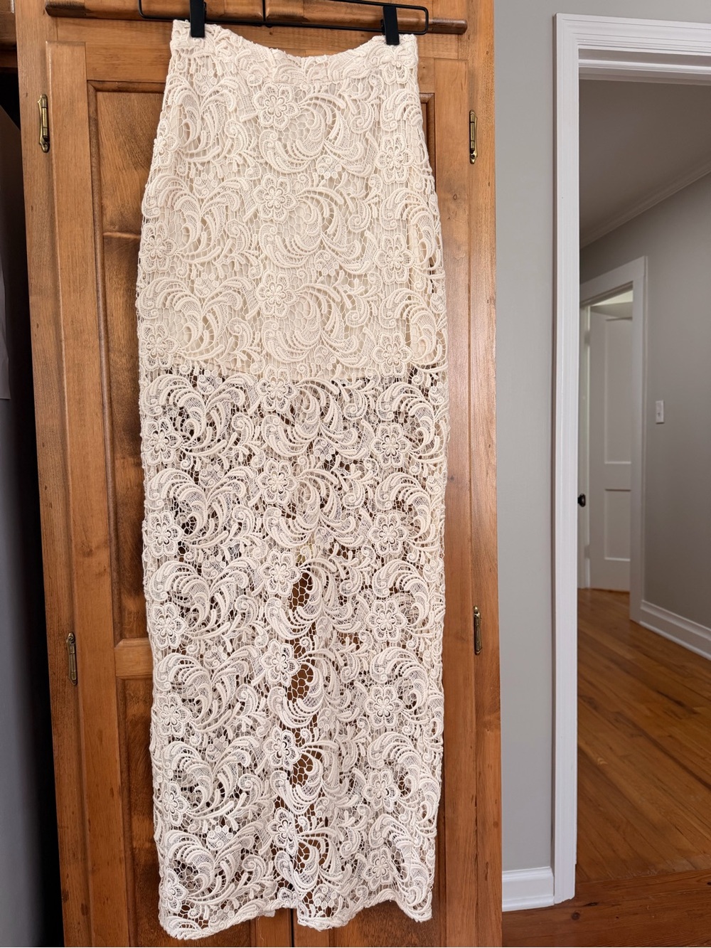 Alice + Olivia Ivory Crochet Cream Floral Maxi Skirt